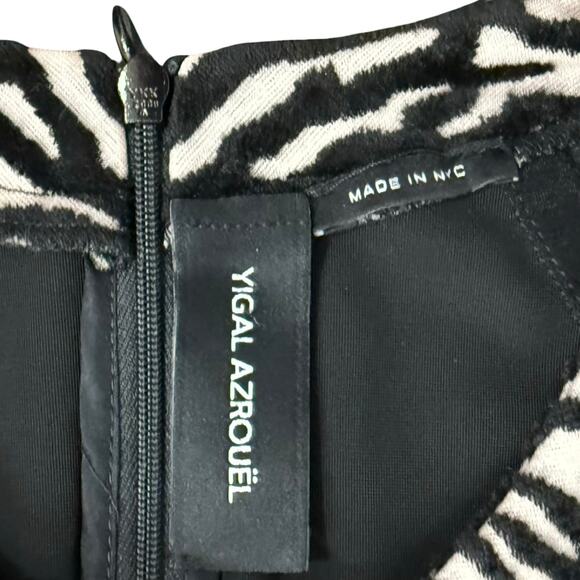 Yigal Azrouel Coral Reef Burnout Black Tan Short Sleeve Sheath Dress size 10 - Picture 5 of 11